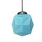 Art Deco Style Geometrical Origami Hanging Lamp in Blue Opaline Glass, 1950s 1