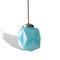 Art Deco Style Geometrical Origami Hanging Lamp in Blue Opaline Glass, 1950s 9