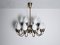 18-Arm Brass and Opaline Glass Tulip Chandelier from Fog & Mørup, 1950s, Image 2