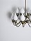 18-Arm Brass and Opaline Glass Tulip Chandelier from Fog & Mørup, 1950s 6