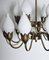 18-Arm Brass and Opaline Glass Tulip Chandelier from Fog & Mørup, 1950s 7