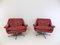 Red Leather 802 Armchairs by Werner Langenfeld for Esa, 1960s, Set of 2 1