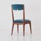 Italienischer Stuhl aus blauem Samt, 1950er 3