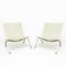 PK22 Lounge Chairs in Polished, Brushed Steel and Cream Leather by Poul Kjærholm for Fritz Hansen, 1990s, Set of 2 1