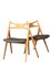 Oak and Black Leather Model Ch 29 Sawbuck Chair by Hans J. Wegner for Carl Hansen & Søn, 1960s 1