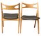 Oak and Black Leather Model Ch 29 Sawbuck Chair by Hans J. Wegner for Carl Hansen & Søn, 1960s 3