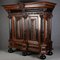 Baroque Cabinet Amsterdam Schapp, 5 Ebonized Columns, Pillow Fillings, Carved Chapters - Doors - Cornice, Secret Compartment, on High Feet, 1880 53