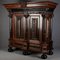 Baroque Cabinet Amsterdam Schapp, 5 Ebonized Columns, Pillow Fillings, Carved Chapters - Doors - Cornice, Secret Compartment, on High Feet, 1880 70