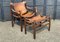 Vintage Hungarian Safari Chair and Ottoman by Arne Norell, 1970, Set of 2 7