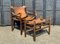 Vintage Hungarian Safari Chair and Ottoman by Arne Norell, 1970, Set of 2 1