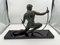 Large French Art Deco Sculpture Bender in Bronze by J. De Roncourt, 1930, Image 2