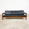 Vintage Danish Black Teak Leather 3 Seater Sofa 5