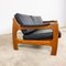 Schwarzes dänisches Vintage 3-Sitzer Ledersofa aus Teak 3