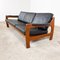 Vintage Danish Black Leather and Teak Wood 3 Seater Sofa and Armchair , 1960s, Set of 3 18