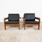 Vintage Danish Black Leather and Teak Wood 3 Seater Sofa and Armchair , 1960s, Set of 3 11
