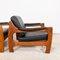 Vintage Danish Black Leather and Teak Wood 3 Seater Sofa and Armchair , 1960s, Set of 3 4