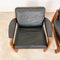 Vintage Danish Black Leather and Teak Wood 3 Seater Sofa and Armchair , 1960s, Set of 3 12