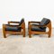 Vintage Danish Black Leather and Teak Wood 3 Seater Sofa and Armchair , 1960s, Set of 3 8