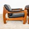 Vintage Danish Black Leather and Teak Wood 3 Seater Sofa and Armchair , 1960s, Set of 3 5