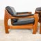 Vintage Danish Black Leather and Teak Wood 3 Seater Sofa and Armchair , 1960s, Set of 3, Image 5
