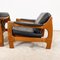 Vintage Danish Black Leather and Teak Wood 3 Seater Sofa and Armchair , 1960s, Set of 3, Image 9