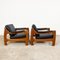 Vintage Danish Black Leather and Teak Wood 3 Seater Sofa and Armchair , 1960s, Set of 3 3