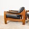 Vintage Danish Black Leather and Teak Wood 3 Seater Sofa and Armchair , 1960s, Set of 3, Image 10
