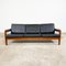 Vintage Danish Black Leather and Teak Wood 3 Seater Sofa and Armchair , 1960s, Set of 3 19