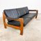 Vintage Danish Black Leather and Teak Wood 3 Seater Sofa and Armchair , 1960s, Set of 3 16