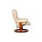 Cream Leather Reno Armchair and Stool, Set of 2 8