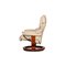 Cream Leather Reno Armchair and Stool, Set of 2 10