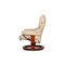 Fauteuil et Tabouret Reno en Cuir Crème, Set de 2 10