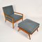 Armchairs and Footstool attributed to T. H. Robsjohn-Gibbons for Widdicomb, 1950s, Set of 3 5