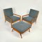 Armchairs and Footstool attributed to T. H. Robsjohn-Gibbons for Widdicomb, 1950s, Set of 3 2