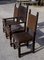 Vintage High chairs in Carved Wood in Brown Leather, 1930, Set of 3 4