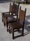 Vintage High chairs in Carved Wood in Brown Leather, 1930, Set of 3, Image 4