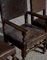 Sedie alte vintage in legno intagliato e pelle marrone, anni '30, set di 3, Immagine 6