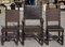 Vintage High chairs in Carved Wood in Brown Leather, 1930, Set of 3 1