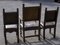 Vintage High chairs in Carved Wood in Brown Leather, 1930, Set of 3, Image 7