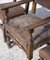 Sedie alte vintage in legno intagliato e pelle marrone, anni '30, set di 3, Immagine 8