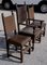 Vintage High chairs in Carved Wood in Brown Leather, 1930, Set of 3 5
