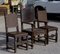 Vintage High chairs in Carved Wood in Brown Leather, 1930, Set of 3, Image 2