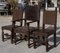 Vintage High chairs in Carved Wood in Brown Leather, 1930, Set of 3 3