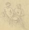 Tony Johannot, Naked Couple, Pencil Drawing, 19th Century 1
