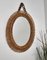 Italian Bohemian Oval Wall Mirror in Bamboo and Rattan with Chain by Franco Albini, 1970s 4