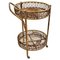 Italian Bohemian Round Serving Bar Cart in Bamboo and Rattan by Franco Albini, 1960s, Image 1