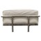 Steel and White Leather Ottoman in the style of Mies van der Rohe, Italy, 1979 1