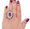 Rose Gold and Silver Ring with Crystal, Hydrothermal Amethyst and Diamonds, 1960s 5