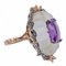 Rose Gold and Silver Ring with Crystal, Hydrothermal Amethyst and Diamonds, 1960s 2