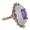 Rose Gold and Silver Ring with Crystal, Hydrothermal Amethyst and Diamonds, 1960s, Image 2